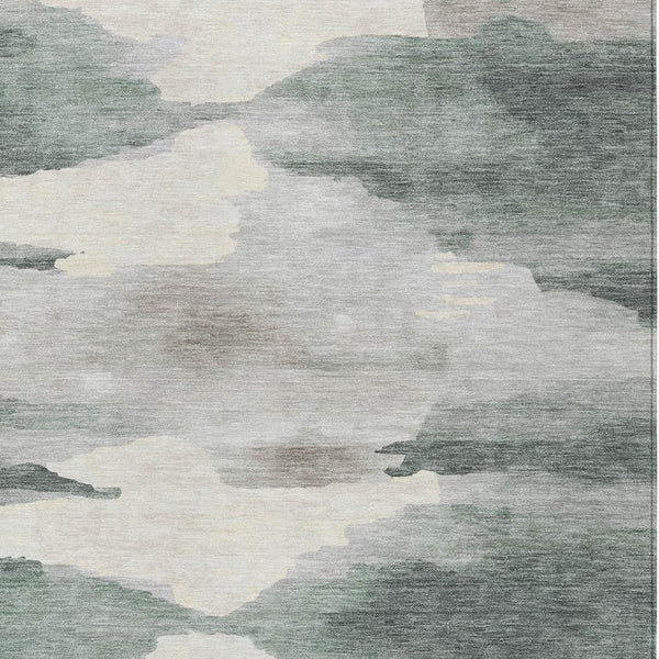 HomeRoots 9' X 12' Sage and Ivory Abstract Area Rug - Stylish, Washable, Durable for Indoor & Outdoor Spaces 640802