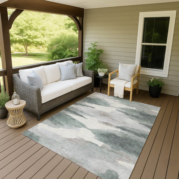 HomeRoots 10' Sage and Ivory Abstract Area Rug - Machine Washable, Stylish for Indoor/Outdoor High-Traffic Use 640803