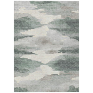 HomeRoots 10' Sage and Ivory Abstract Area Rug - Machine Washable, Stylish for Indoor/Outdoor High-Traffic Use 640803