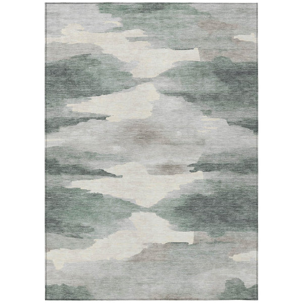 HomeRoots 10' Sage and Ivory Abstract Area Rug - Machine Washable, Stylish for Indoor/Outdoor High-Traffic Use 640803