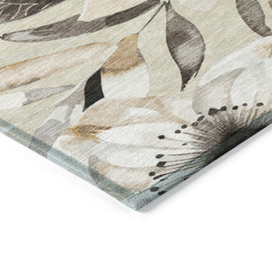 HomeRoots 5' X 8' Floral Indoor Outdoor Area Rug in Beige, Ivory & Gray – Durable, Washable & Versatile Decor 640805