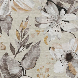 HomeRoots 5' X 8' Floral Indoor Outdoor Area Rug in Beige, Ivory & Gray – Durable, Washable & Versatile Decor 640805