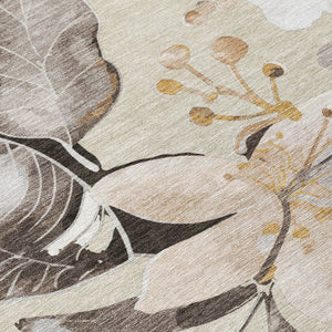HomeRoots 5' X 8' Floral Indoor Outdoor Area Rug in Beige, Ivory & Gray – Durable, Washable & Versatile Decor 640805