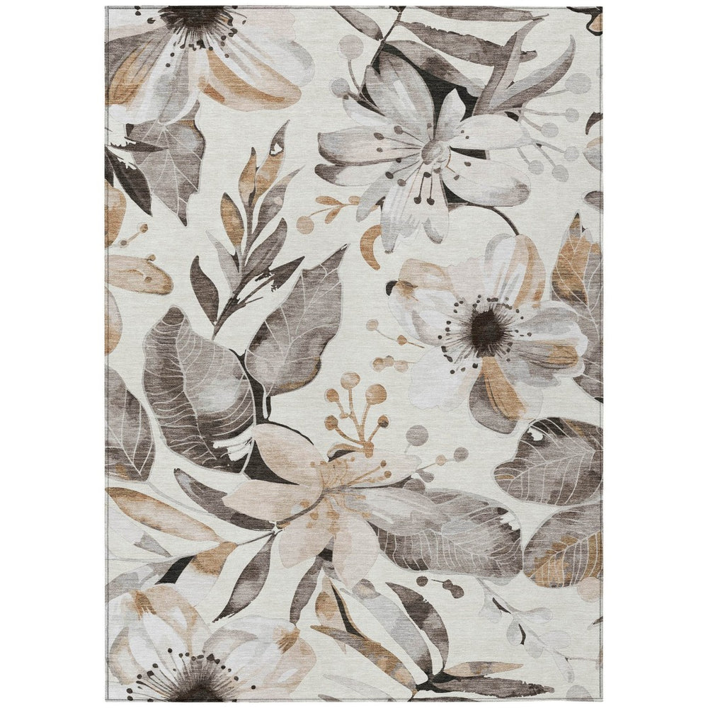 HomeRoots 8' X 10' Floral Indoor Outdoor Area Rug - Durable, Washable, Elegant Design for Any Space 640843