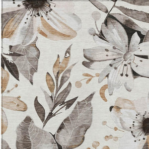 HomeRoots 8' X 10' Floral Indoor Outdoor Area Rug - Durable, Washable, Elegant Design for Any Space 640843