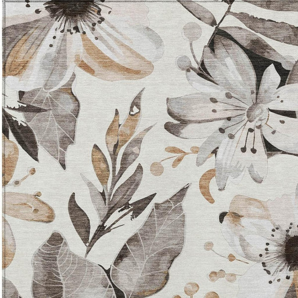 HomeRoots 8' X 10' Floral Indoor Outdoor Area Rug - Durable, Washable, Elegant Design for Any Space 640843