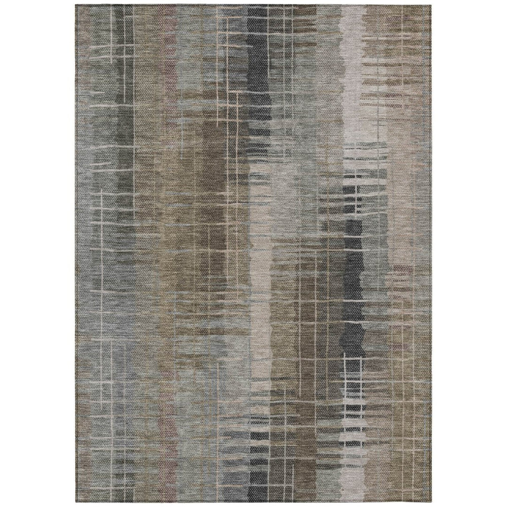 HomeRoots 5' X 8' Brown and Gray Striped Area Rug - Durable, Washable Design for Indoor and Outdoor Spaces 640877