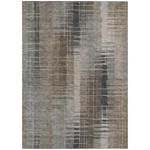 HomeRoots 5' X 8' Brown and Gray Striped Area Rug - Durable, Washable Design for Indoor and Outdoor Spaces 640877