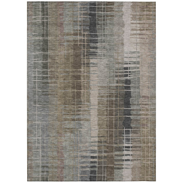 HomeRoots 5' X 8' Brown and Gray Striped Area Rug - Durable, Washable Design for Indoor and Outdoor Spaces 640877