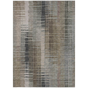 HomeRoots 5' X 8' Brown and Gray Striped Area Rug - Durable, Washable Design for Indoor and Outdoor Spaces 640877