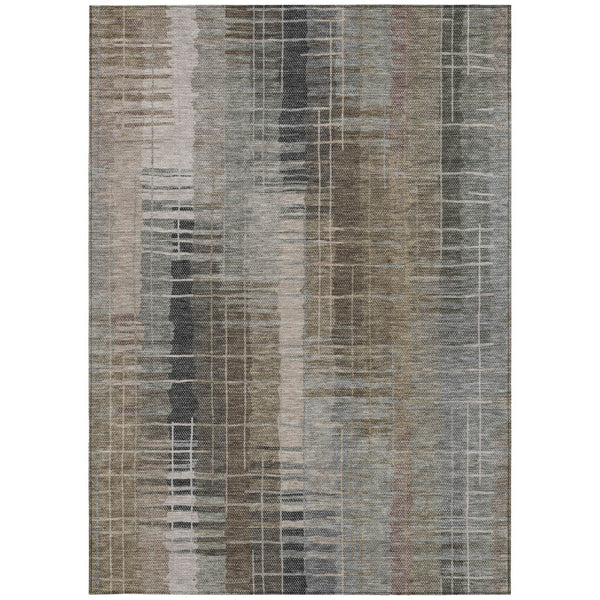 HomeRoots 5' X 8' Brown and Gray Striped Area Rug - Durable, Washable Design for Indoor and Outdoor Spaces 640877