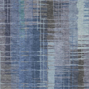 HomeRoots 5' Stylish Denim & Sky Blue Striped Washable Area Rug for Indoor/Outdoor Spaces - Durable & Easy Care! 640883
