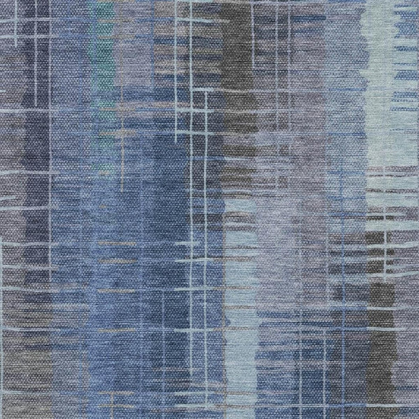 HomeRoots 5' Stylish Denim & Sky Blue Striped Washable Area Rug for Indoor/Outdoor Spaces - Durable & Easy Care! 640883