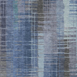 HomeRoots 9' Stylish Denim Blue & Sky Blue Striped Washable Indoor-Outdoor Area Rug - Durable & Easy Care 640886