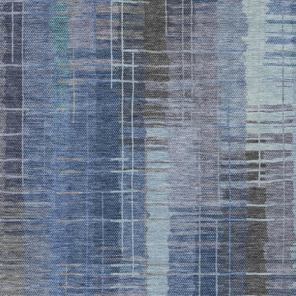 HomeRoots 9' Stylish Denim Blue & Sky Blue Striped Washable Indoor-Outdoor Area Rug - Durable & Easy Care 640886
