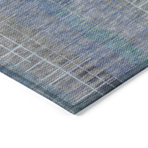 HomeRoots 10' Coastal Charm Denim Blue & Sky Blue Striped Washable Area Rug for Indoor & Outdoor Use 640887