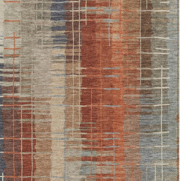 HomeRoots 5' X 8' Striped Khaki and Rust Washable Area Rug for Indoor & Outdoor Use - Durable & Stylish Decor 640889
