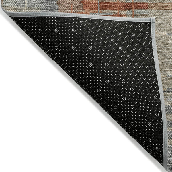 HomeRoots 5' X 8' Striped Khaki and Rust Washable Area Rug for Indoor & Outdoor Use - Durable & Stylish Decor 640889