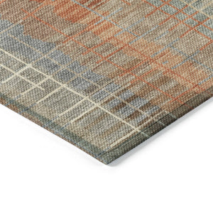 HomeRoots 8' Khaki and Rust Striped Round Area Rug - Durable, Washable Indoor/Outdoor Accent for Any Space! 640890