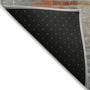 HomeRoots 9' Khaki and Rust Striped Washable Area Rug - Durable, Stylish Indoor/Outdoor Mat for High-Traffic Spaces 640892