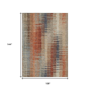 HomeRoots 9' Khaki and Rust Striped Washable Area Rug - Durable, Stylish Indoor/Outdoor Mat for High-Traffic Spaces 640892