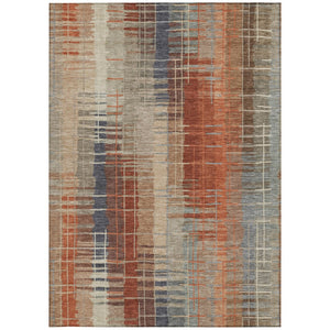 HomeRoots 10' Khaki and Rust Striped Washable Area Rug - Durable, Indoor/Outdoor, Stain-Resistant, Easy Care! 640893