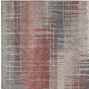 HomeRoots 5' X 8' Stylish Rust, Ivory & Gray Striped Washable Rug for Indoor/Outdoor Use – Durable & Versatile! 640895