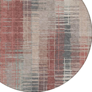 HomeRoots 8' Stylish Round Washable Area Rug in Rust, Ivory & Gray – Durable for Indoor & Outdoor Use! 640896