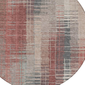 HomeRoots 8' Stylish Round Washable Area Rug in Rust, Ivory & Gray – Durable for Indoor & Outdoor Use! 640896