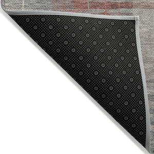 HomeRoots 8' X 10' Stylish Rust, Ivory & Gray Striped Washable Area Rug for Indoor/Outdoor Spaces - Durable Design 640897