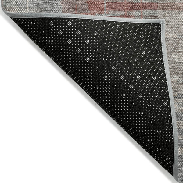 HomeRoots 8' X 10' Stylish Rust, Ivory & Gray Striped Washable Area Rug for Indoor/Outdoor Spaces - Durable Design 640897