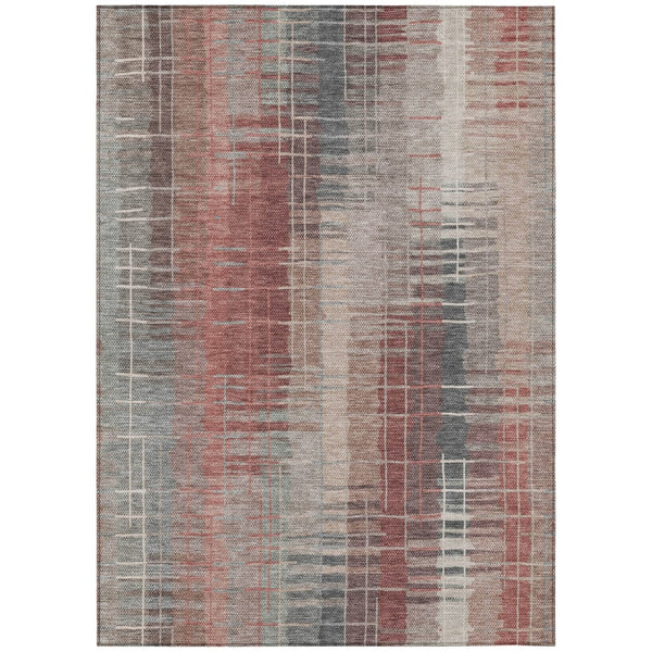 HomeRoots 9' X 12' Washable Rust, Ivory & Gray Striped Area Rug - Durable Indoor/Outdoor Style for Any Space 640898
