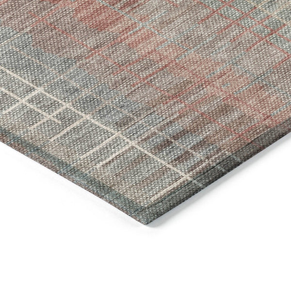 HomeRoots 9' X 12' Washable Rust, Ivory & Gray Striped Area Rug - Durable Indoor/Outdoor Style for Any Space 640898