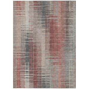 HomeRoots 9' X 12' Washable Rust, Ivory & Gray Striped Area Rug - Durable Indoor/Outdoor Style for Any Space 640898