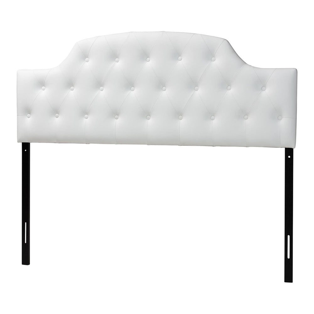 Baxton Studio Baxton Studio Morris Queen Size White Faux Leather Headboard – Elegant Button-Tufted Design & Adjustable Height BBT6496-White-Queen HB