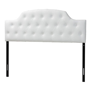 Baxton Studio Baxton Studio Morris Queen Size White Faux Leather Headboard – Elegant Button-Tufted Design & Adjustable Height BBT6496-White-Queen HB