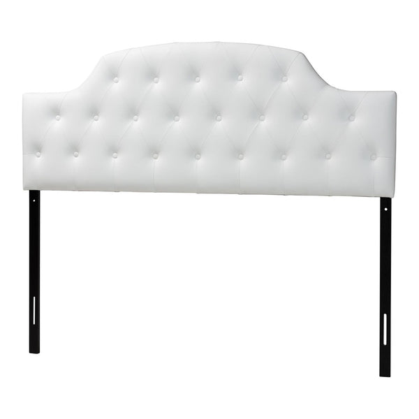 Baxton Studio Baxton Studio Morris Queen Size White Faux Leather Headboard – Elegant Button-Tufted Design & Adjustable Height BBT6496-White-Queen HB