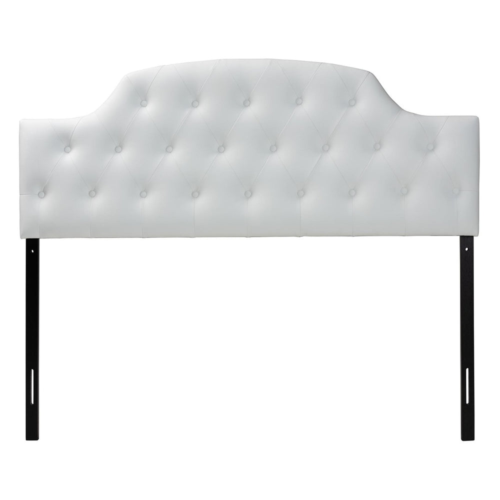 Baxton Studio Baxton Studio Morris Queen Size White Faux Leather Headboard – Elegant Button-Tufted Design & Adjustable Height BBT6496-White-Queen HB