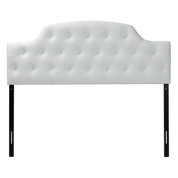 Baxton Studio Baxton Studio Morris Queen Size White Faux Leather Headboard – Elegant Button-Tufted Design & Adjustable Height BBT6496-White-Queen HB