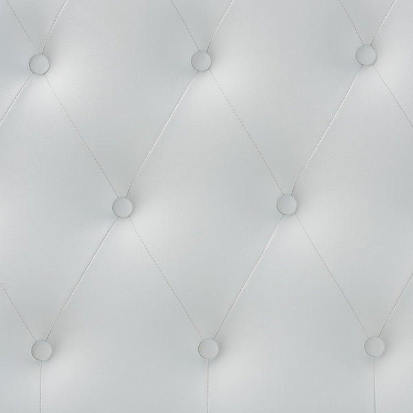 Baxton Studio Baxton Studio Morris Queen Size White Faux Leather Headboard – Elegant Button-Tufted Design & Adjustable Height BBT6496-White-Queen HB