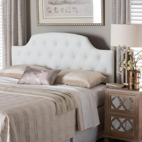 Baxton Studio Baxton Studio Morris Queen Size White Faux Leather Headboard – Elegant Button-Tufted Design & Adjustable Height BBT6496-White-Queen HB