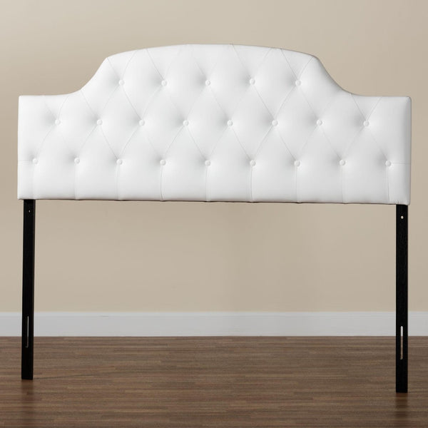 Baxton Studio Baxton Studio Morris Queen Size White Faux Leather Headboard – Elegant Button-Tufted Design & Adjustable Height BBT6496-White-Queen HB