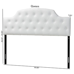 Baxton Studio Baxton Studio Morris Queen Size White Faux Leather Headboard – Elegant Button-Tufted Design & Adjustable Height BBT6496-White-Queen HB