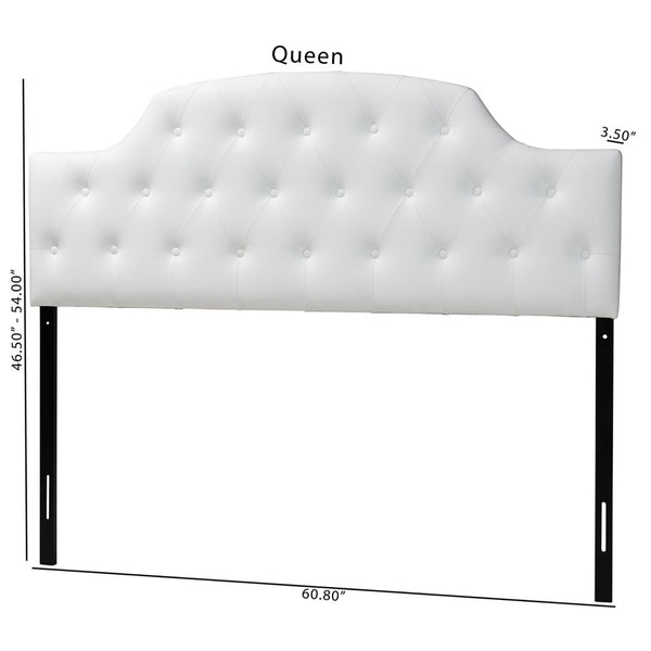 Baxton Studio Baxton Studio Morris Queen Size White Faux Leather Headboard – Elegant Button-Tufted Design & Adjustable Height BBT6496-White-Queen HB