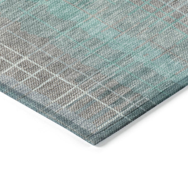 HomeRoots 9' X 12' Striped Washable Area Rug in Pale Aqua & Gray - Durable, Stylish for Indoor & Outdoor Use 640904