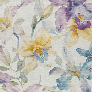 HomeRoots 10' X 14' Ivory Gold Lavender Floral Washable Area Rug – Durable, Stylish, Perfect for Indoor & Outdoor Use! 640935