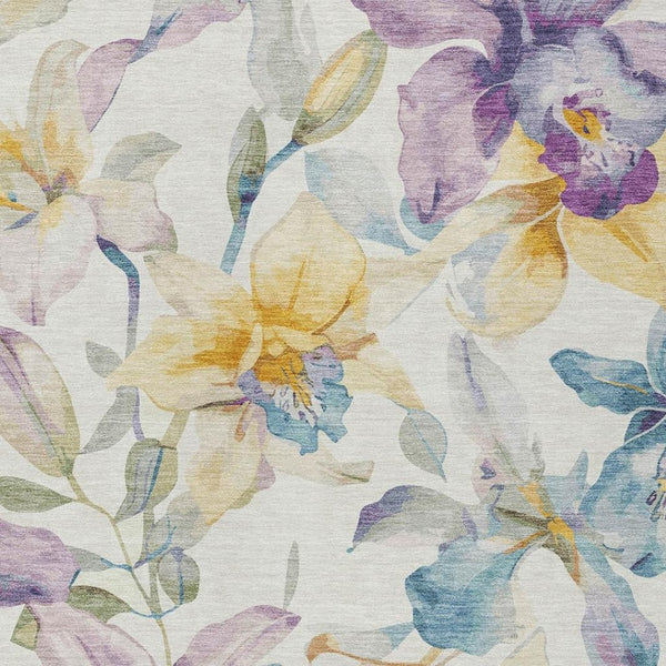 HomeRoots 10' X 14' Ivory Gold Lavender Floral Washable Area Rug – Durable, Stylish, Perfect for Indoor & Outdoor Use! 640935