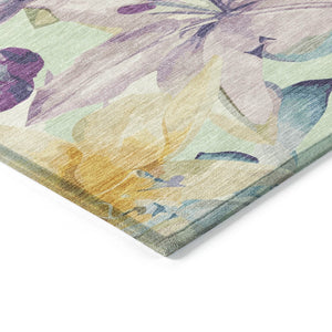 HomeRoots 8' X 10' Floral Mint Green Rug - Stylish Indoor/Outdoor Area Rug, Washable, Durable & Versatile Design 640945