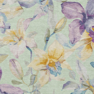 HomeRoots 8' X 10' Floral Mint Green Rug - Stylish Indoor/Outdoor Area Rug, Washable, Durable & Versatile Design 640945