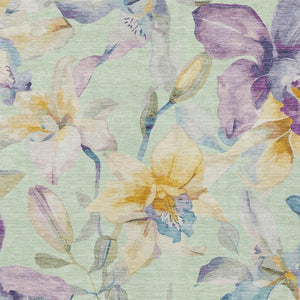 HomeRoots 10' X 14' Floral Mint Green Area Rug – Washable, Durable, Stain-Resistant for Indoor & Outdoor Use 640947